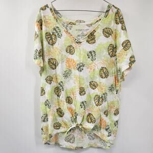 The Sweatshirt Project Tropical Leaves Cotton Short Sleeve Top Womens Size 1X